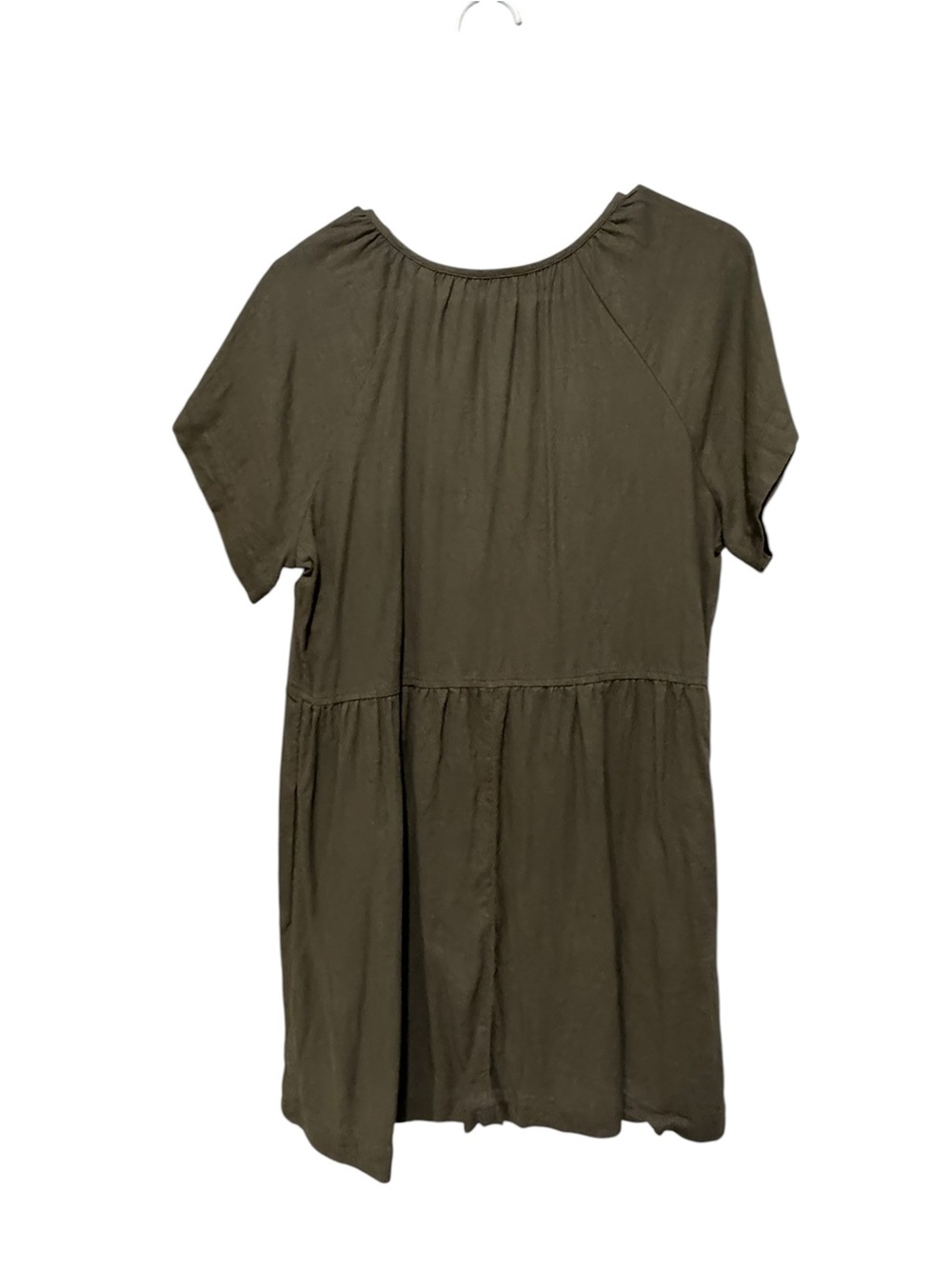 Universal Thread Olive Green V-Neck Short Sleeve Mini Dress with pockets - Picture 2 of 4